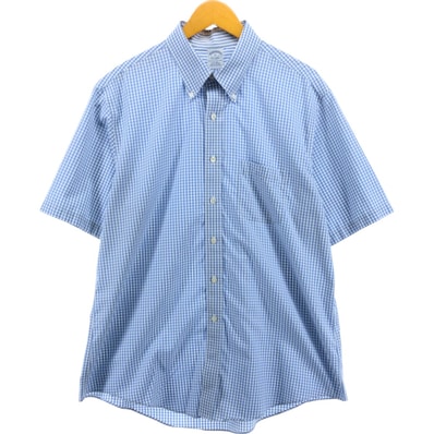 古着 ブルックスブラザーズ Brooks Brothers Est.1818 ギンガムチェック 半袖 ボタンダウン チェックシャツ メンズXL相当/eaa560238