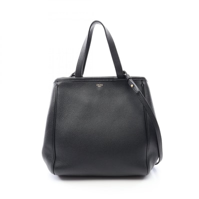 セリーヌ CELINE スモール フォールドカバ 2WAY トートバッグ バッグ レザー レディース ブラック系 194073 【中古】