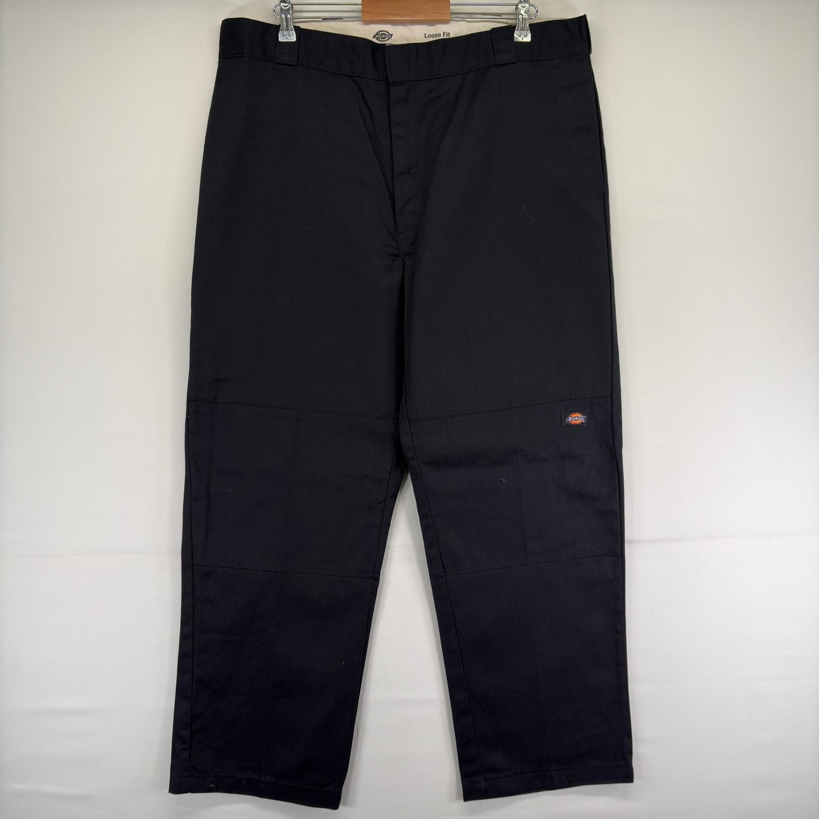 古着 ディッキーズ Dickies パンツ ダブルニー ツールポケット ジッパーフライ ルーズフィット 作業着 ワーク w40 L32  ブラック メンズ