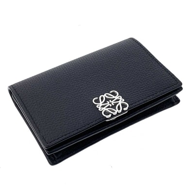 LOEWE ロエベ アナグラム カードケース C821M97X05 グレインカーフレザー ブラック ユニセックス【中古】
