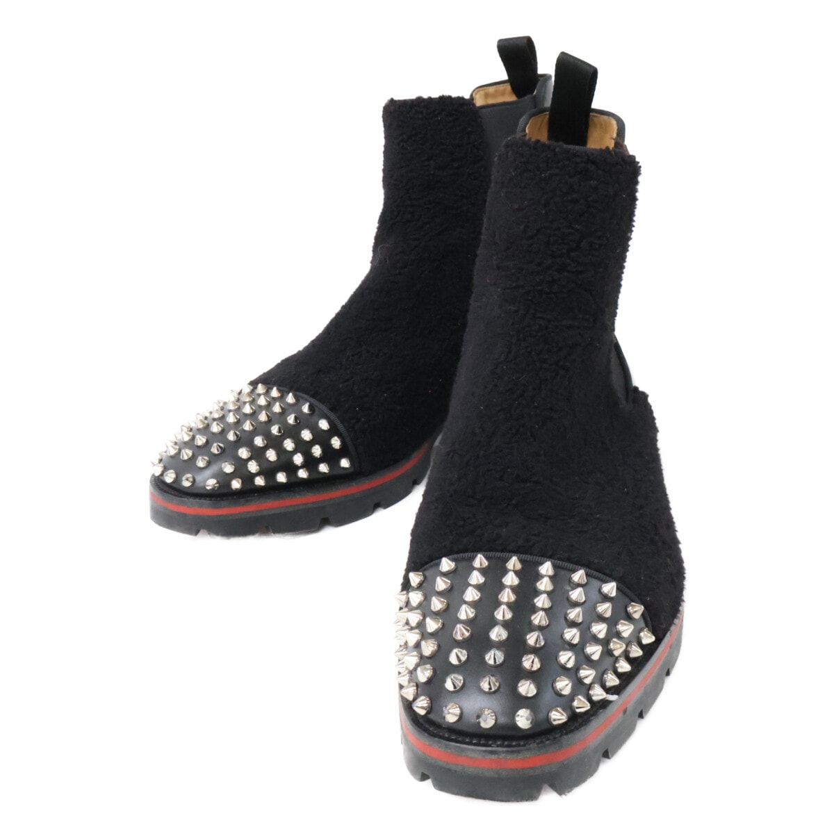 クリスチャンルブタン 3211051 MELON SPIKES FLAT メロン スパイクス フラット カーフ/ブークレ チェルシーブーツ 43 1/2