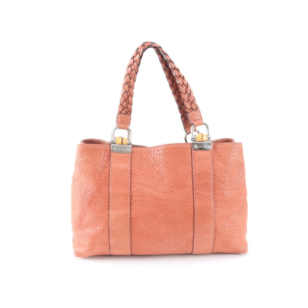 ■美品 グッチ バンブー編み込み ハンドル 232947 トート バッグ