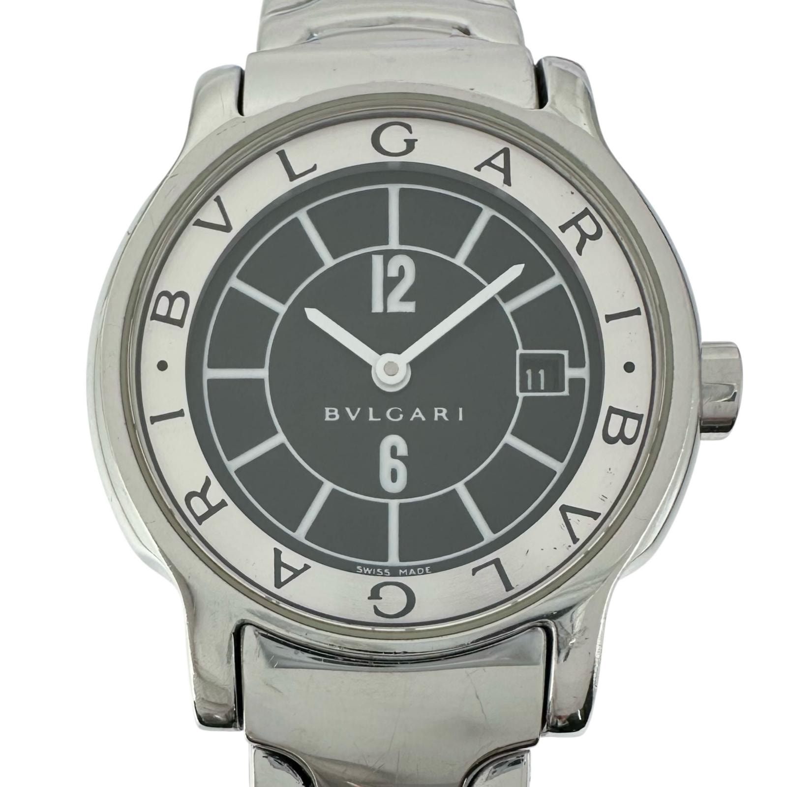 美品 BVLGARI ブルガリ ソロテンポ ST29S 腕時計 ステンレススチール クォーツ ブラック文字盤 レディース【中古】