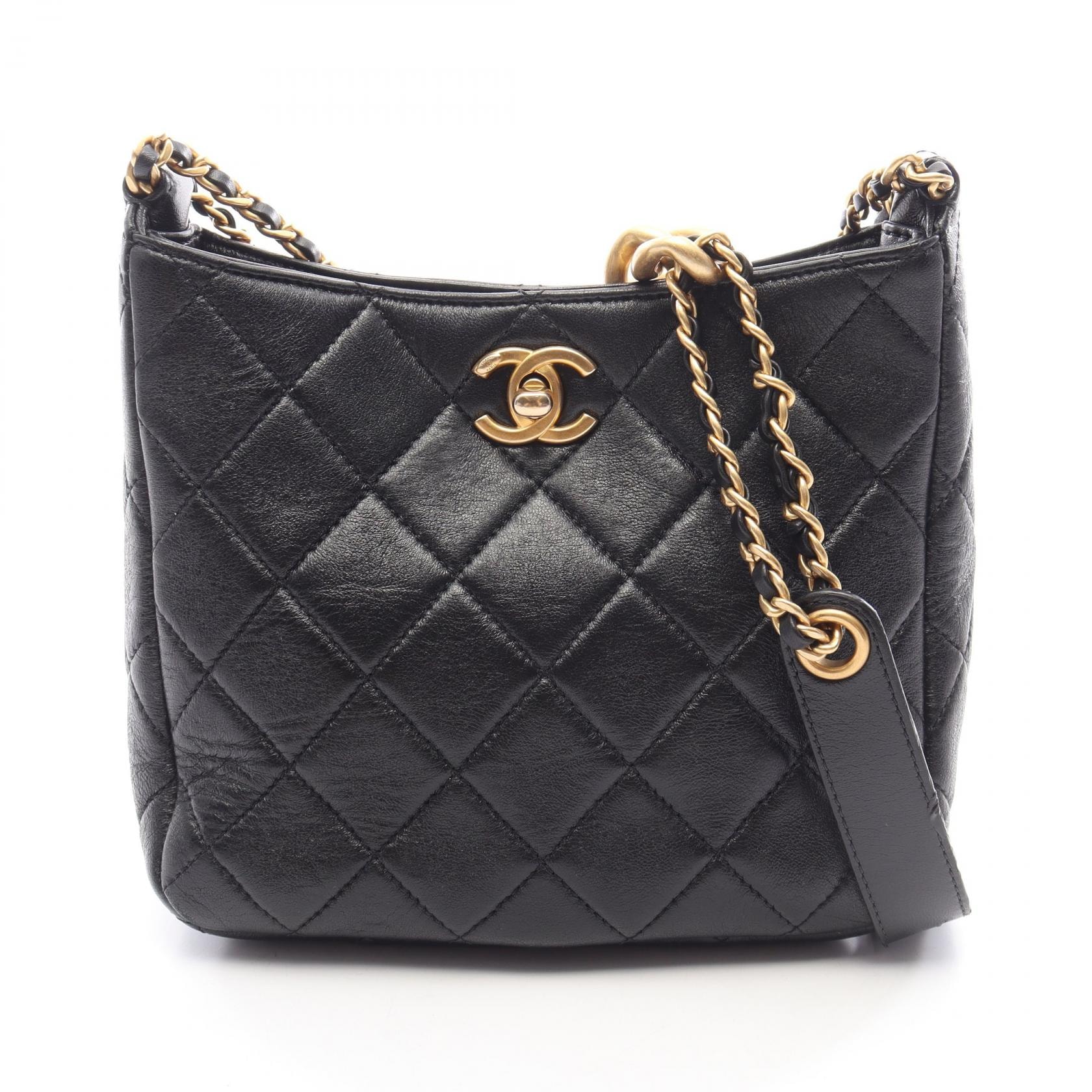 シャネル CHANEL マトラッセ スモール ホーボーバッグ ショルダーバッグ バッグ ラムスキン(羊革) レディース ブラック系 AS3154 【中古】