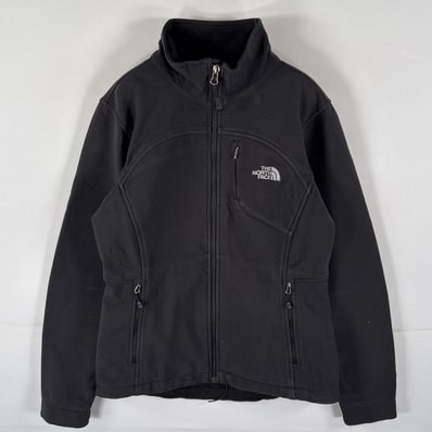 古着 ザ・ノースフェイス THE NORTH FACE ソフトシェルジャケット フリースライナー フルジップ ワンポイント S ブラック レディース