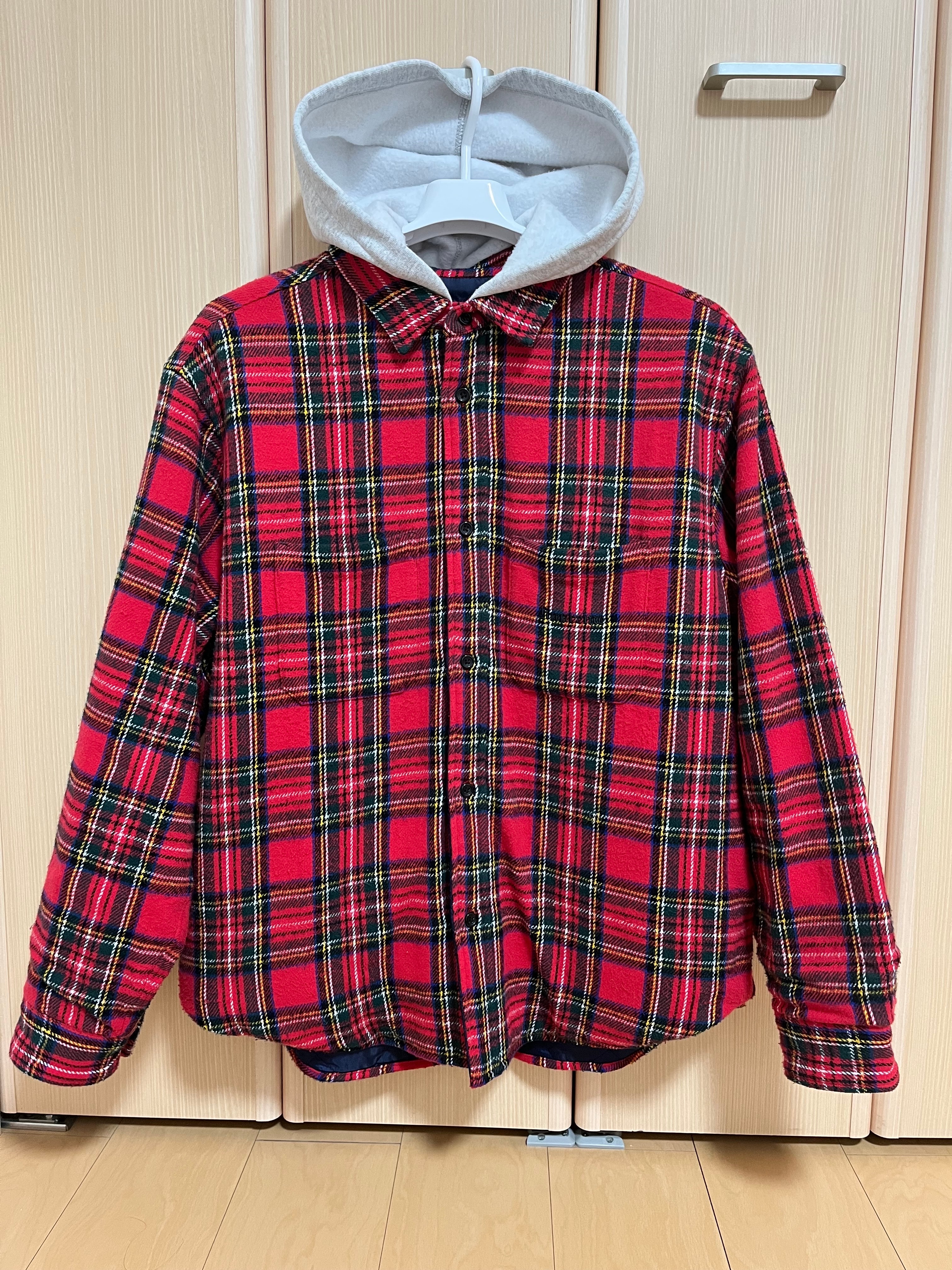 Supreme Tartan Flannel Hooded Shirt "Red"