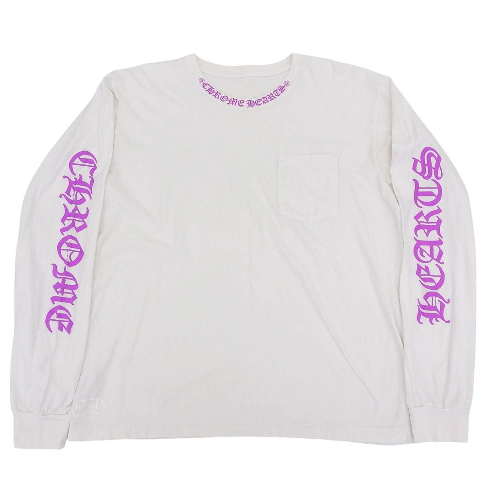 クロムハーツ ネックロゴ ロングスリーブ ポケット Tシャツ "ホワイト"