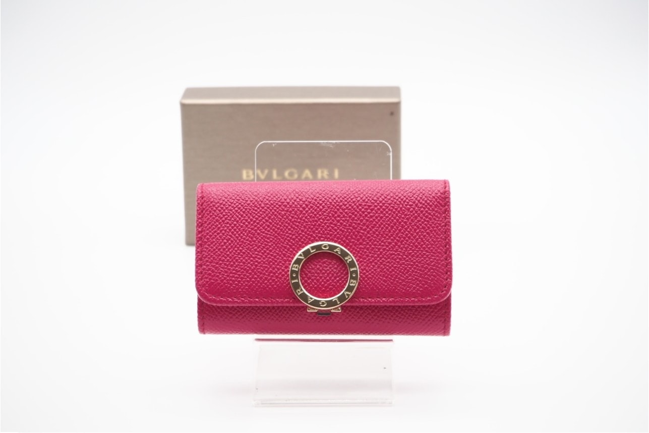 極美品 BVLGARI ブルガリ レザー ロゴクリップ 6連キーケース 289030 キーケース ピンク カーフレザー レディース