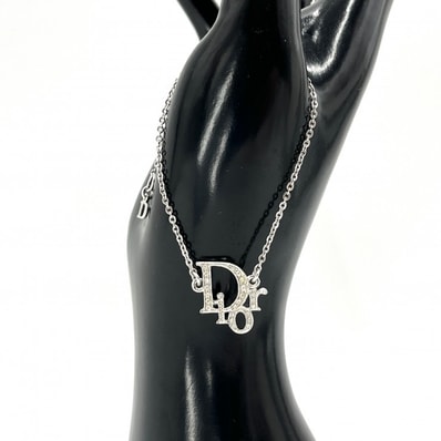Christian Dior(クリスチャンディオール)ラインストーン CDロゴ ブレスレット シルバー レディース アクセサリー【中古】