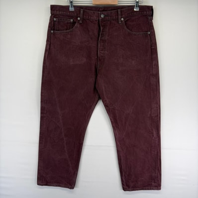 古着 リーバイス Levi's デニム パンツ 501 ストレート カラーデニム 5ポケット ボタンフライ ジーンズ W40 L30 レッド系 メンズ