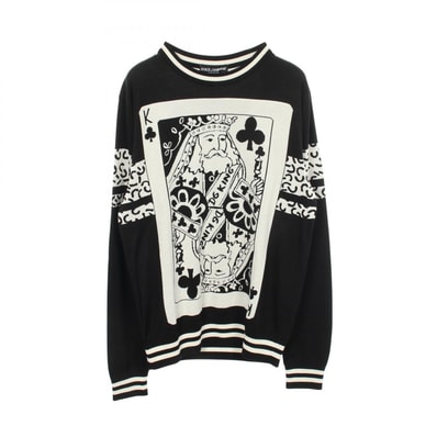 ドルチェアンドガッバーナ DOLCE & GABBANA トランプ柄 ニット 衣料品 トップス シルク メンズ ブラック系 / ホワイト系 【中古】