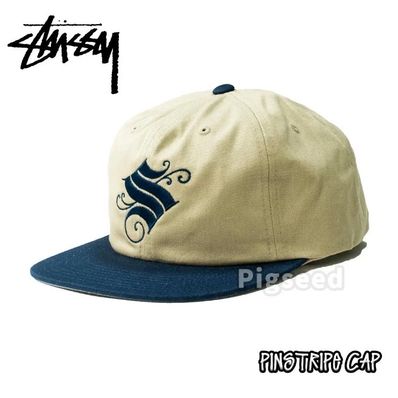 STUSSY PINSTRIPE CAP カーキ