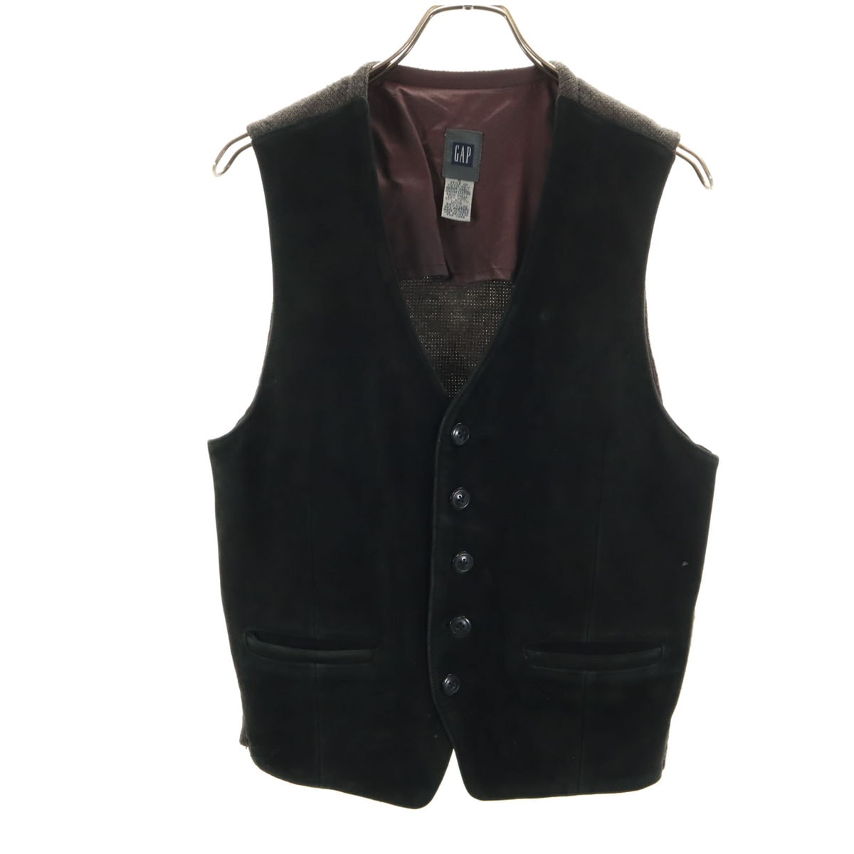 GAP ギャップ 本革レザー x ニット ジレベスト S ブラック