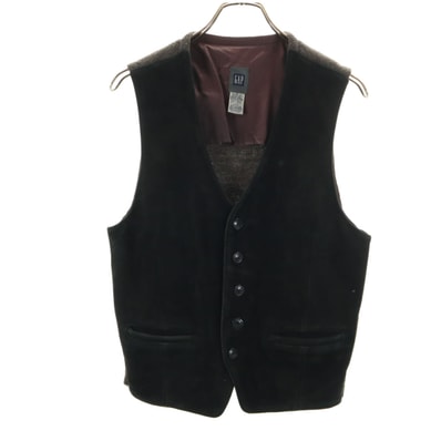 GAP ギャップ 本革レザー x ニット ジレベスト S ブラック