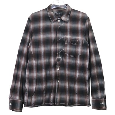 NUMBER (N)INE ナンバーナイン オンブレチェック レーヨン長袖シャツ F08-NS007 ロングスリーブ ブラウン サイズ3