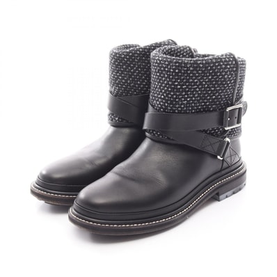シャネル CHANEL ココマーク ブーツ 靴 ファブリック レザー レディース ブラック系 G30155 【中古】