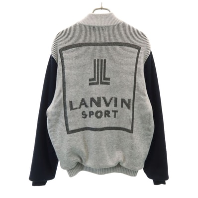 LANVIN SPORT ランバンスポール バックロゴ ニットジャケット 40 グレー