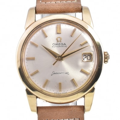 値下 オメガ OMEGA 166.009 ヴィンテージ シーマスター デイト ゴールドキャップ Cal.562 自動巻き メンズ 良品 M#145805