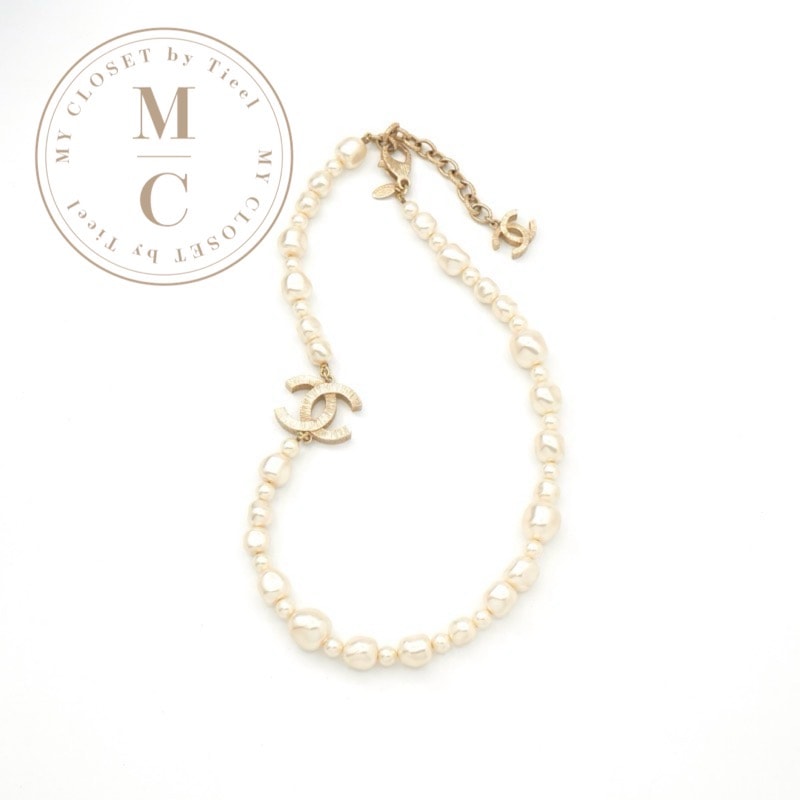 シャネル CHANEL ネックレス ペンダント チョーカー ゴールド ホワイト ココマーク