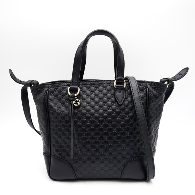 GUCCI(グッチ)ブリー マイクログッチシマ 2WAY ハンドバッグ ショルダーバッグ トートバッグ ネイビー 濃紺 レザー ゴールド金具 レディース 449241【中古】