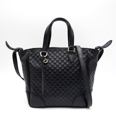 GUCCI(グッチ)ブリー マイクログッチシマ 2WAY ハンドバッグ ショルダーバッグ トートバッグ ネイビー 濃紺 レザー ゴールド金具 レディース 449241【中古】