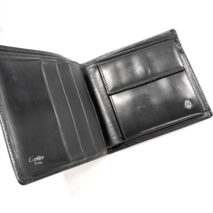 C (やや傷や汚れあり)】カルティエ レザー パシャ ドゥ 二つ折り財布