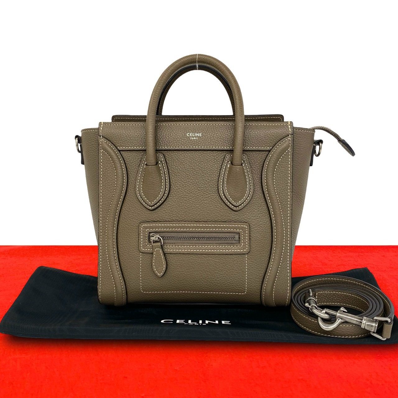 CELINE セリーヌ ラゲージ ナノ レザー ショルダーバッグ ベージュ
 14744