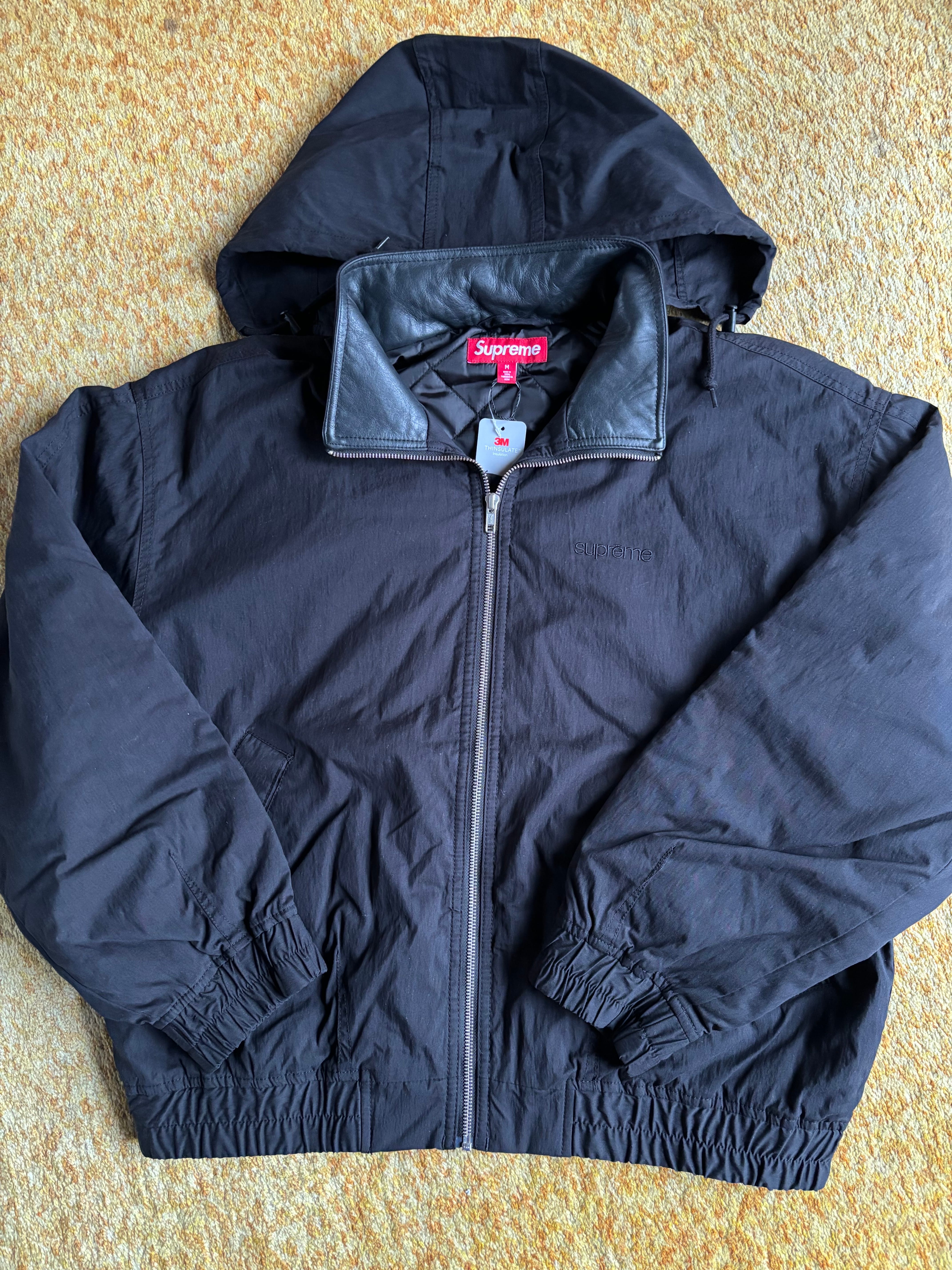 Supreme Leather Collar Utility Jacket "Black"