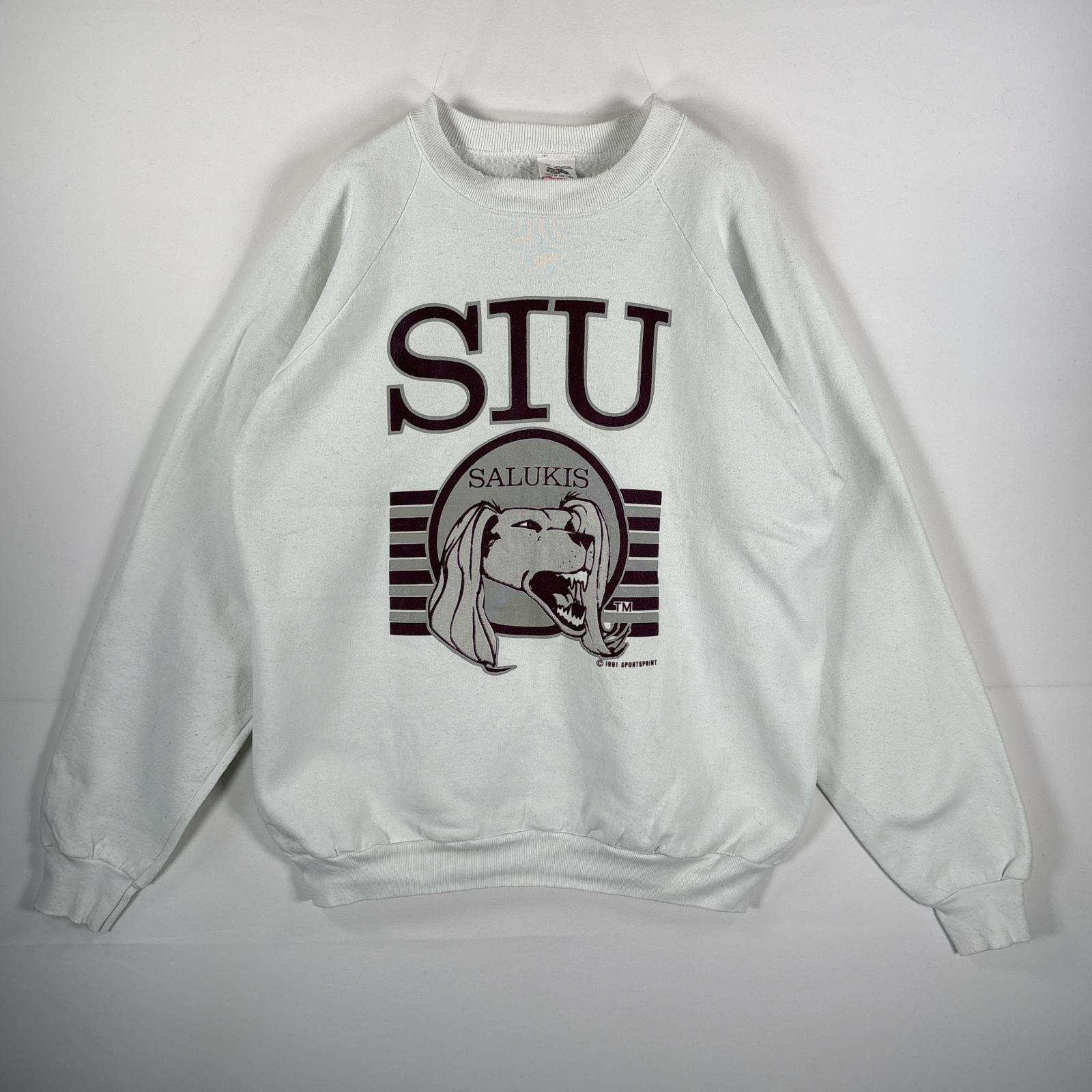 古着 90's/90年代 フルーツオブザルーム FRUIT OF THE LOOM USA製 スウェット ラグラン コピーライト ラバープリント XL  ホワイト メンズ