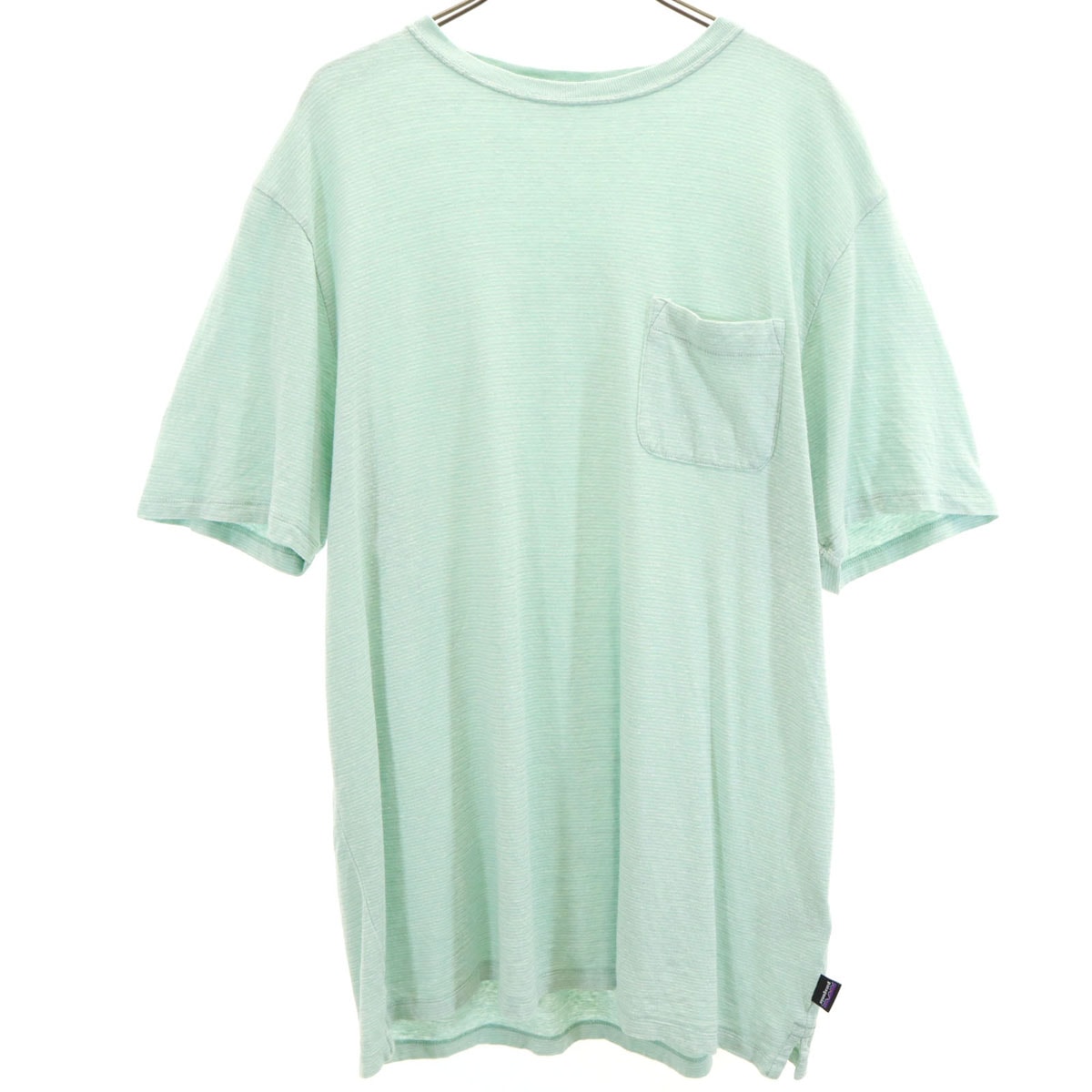 patagonia パタゴニア ボーダー柄 半袖 Tシャツ L ミント 52600SP20 アウトドア ポケT