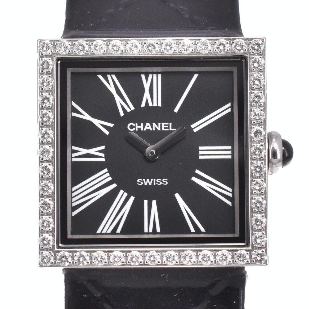 シャネル CHANEL マドモアゼル ダイヤモンドベゼル クォーツ レディース 美品 A#146327
