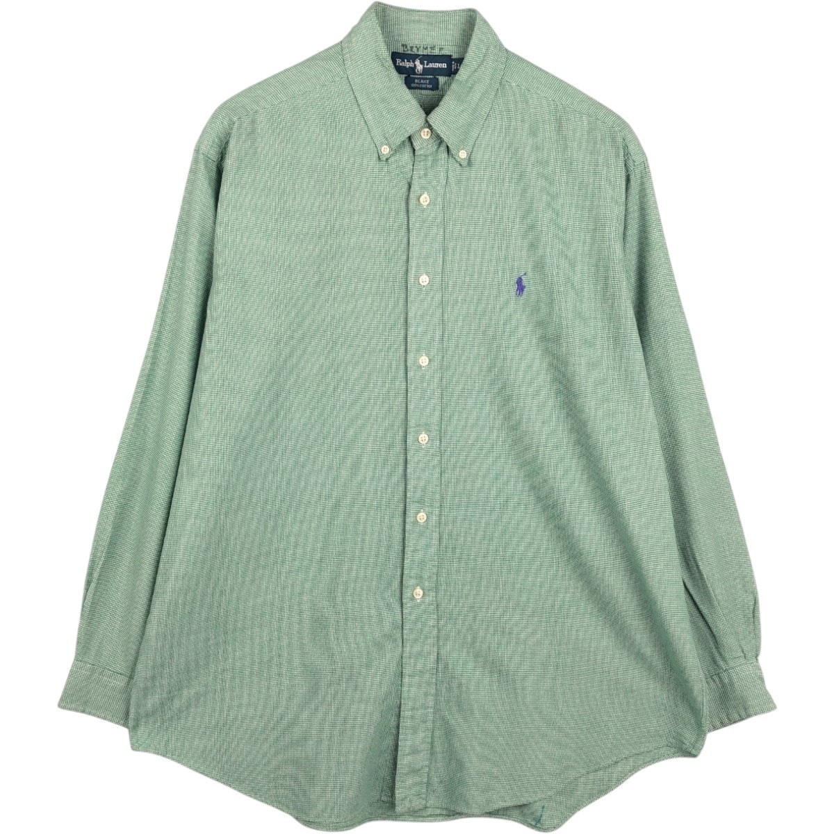 古着 ラルフローレン Ralph Lauren BLAKE 千鳥格子柄 長袖 ボタンダウンチェックシャツ メンズL相当/eaa676540