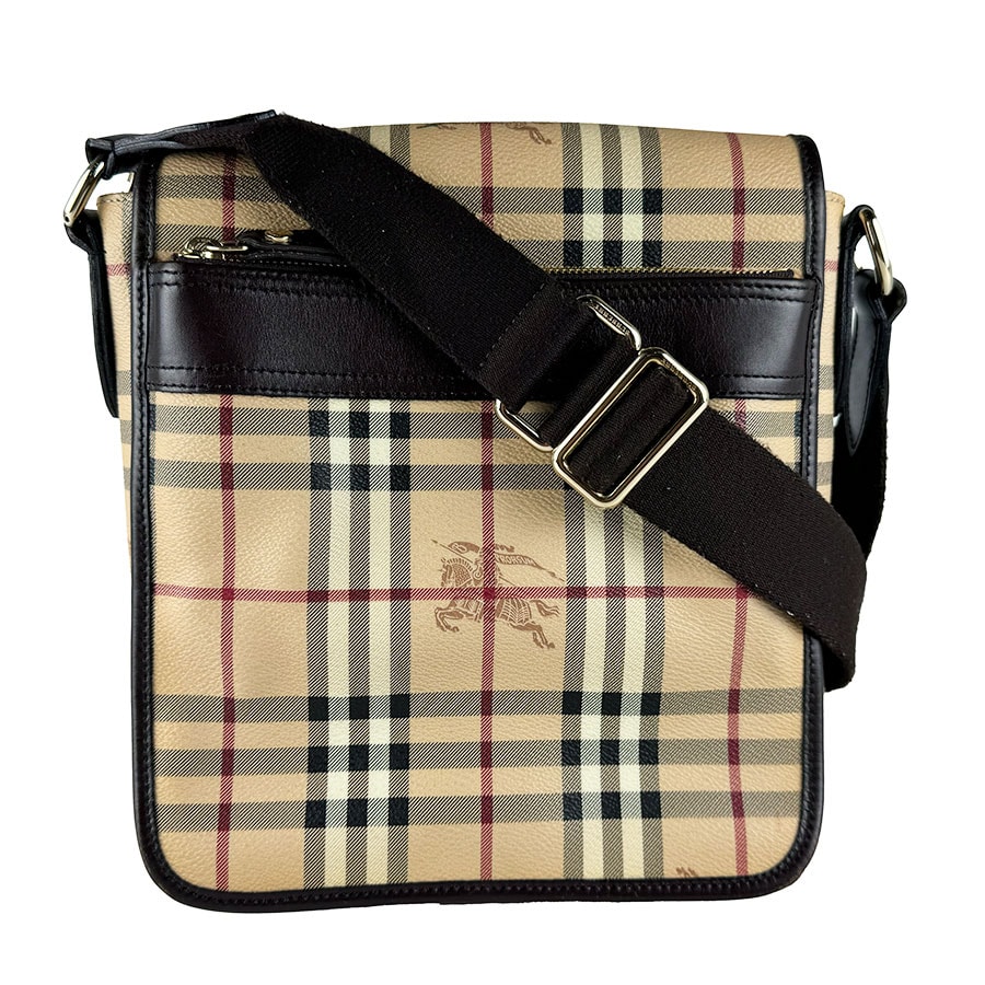 バーバリー BURBERRY ショルダーバッグ PVC/レザー ベージュ/ブラウン ユニセックス【中古】 z10936