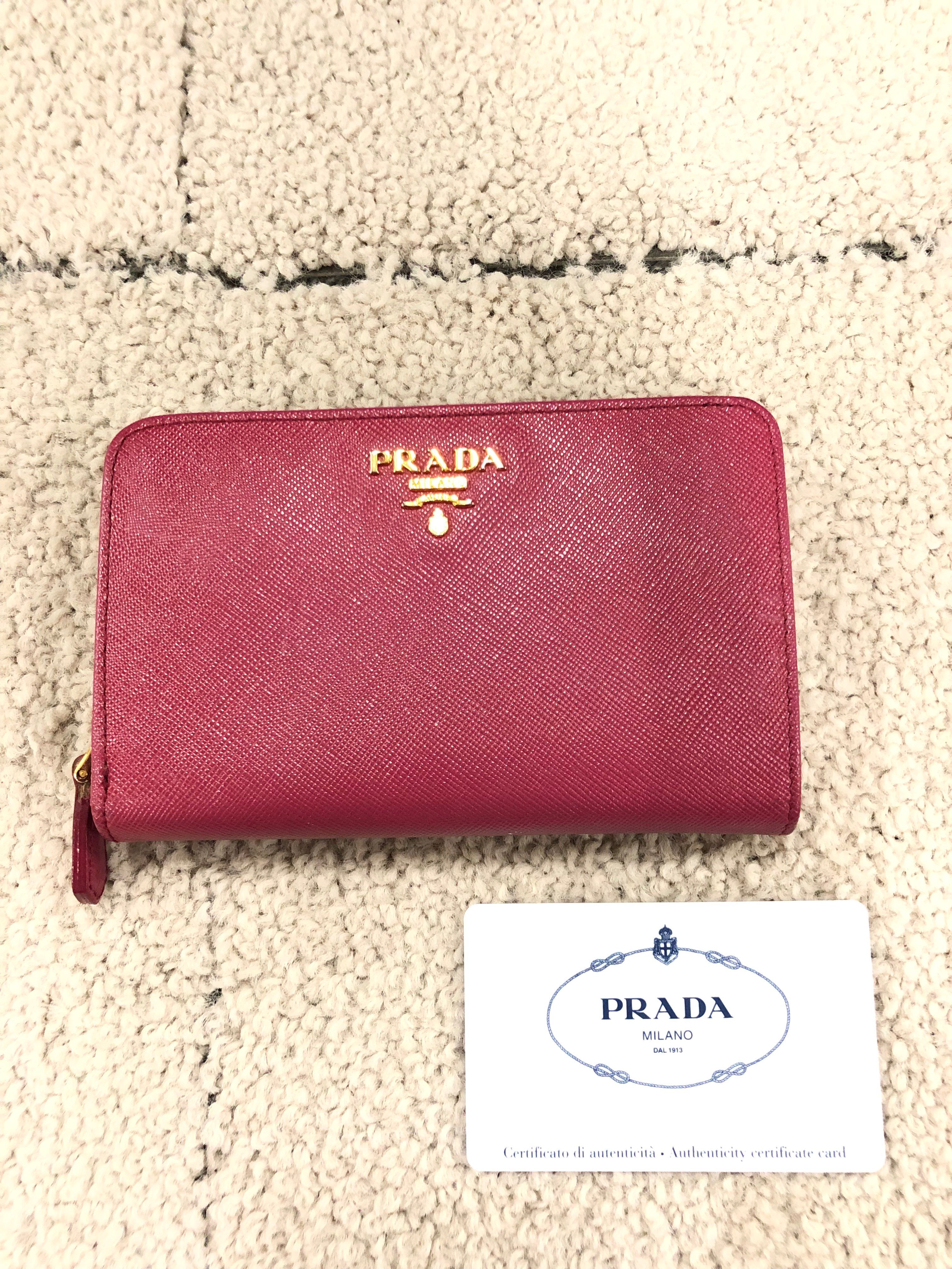 PRADA Saffiano Metal Leather Wallet "Pink"
