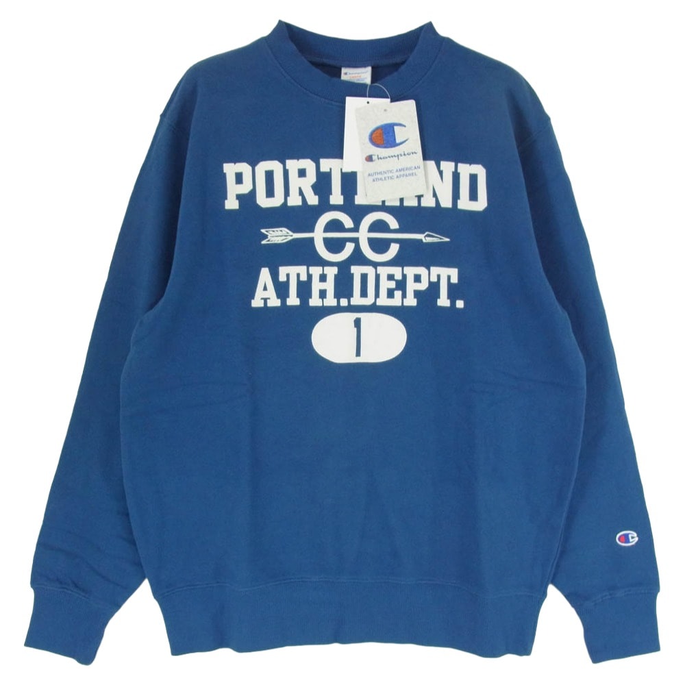 Champion チャンピオン スウェット C3-G015 トリコタグ復刻 PORTLAND CC カレッジプリント クルー スウェット ブルー系 L【新古品】【未使用】【中古】
