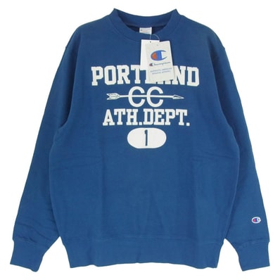 Champion チャンピオン スウェット C3-G015 トリコタグ復刻 PORTLAND CC カレッジプリント クルー スウェット ブルー系 L【新古品】【未使用】【中古】