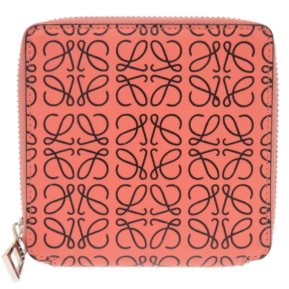 ロエベ アナグラム レザー ピンク ブラック 二つ折り財