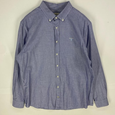 古着 バブアー Barbour 長袖シャツ ボタンダウン 刺繍ロゴ ワンポイント ボタンダウン ロングスリーブ L ブルー系 メンズ