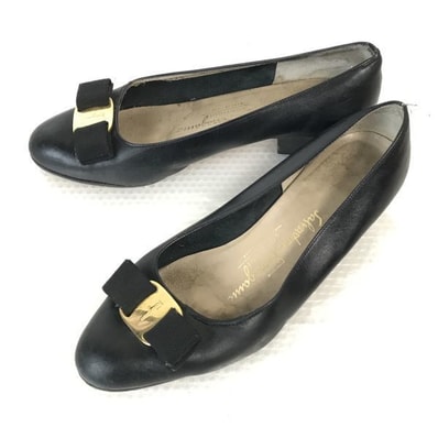 Made in Italy★Salvatore Ferragamo★本革/パンプス/フラットシューズ【5C/黒/BLACK】ビジネス/dress shoes◆Q-59