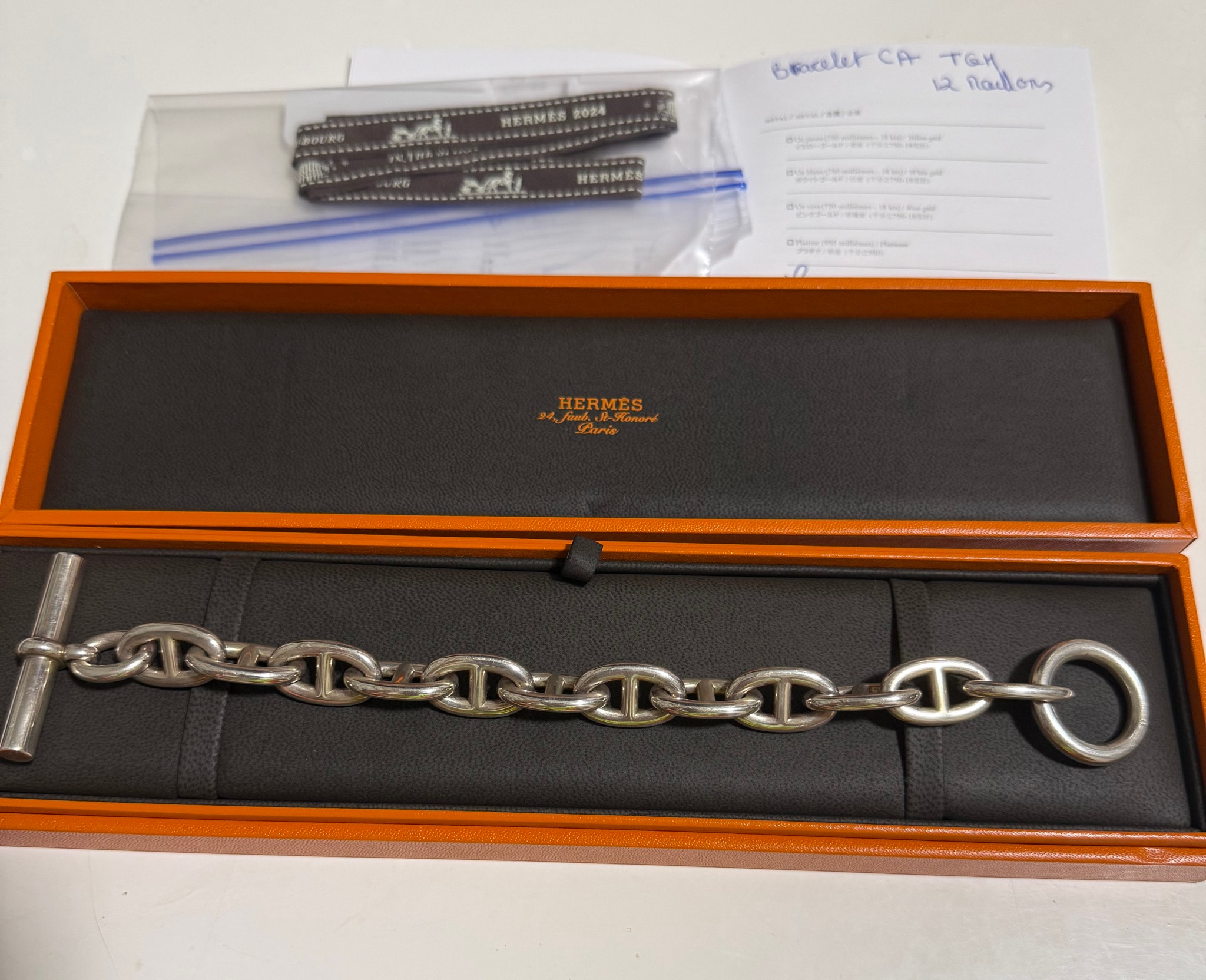 Hermes Chaine D'ancre TGM Bracelet "Silver"