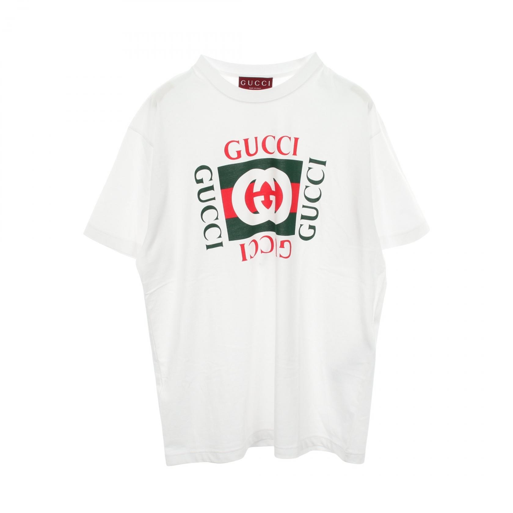 グッチ GUCCI ロゴ 半袖Tシャツ 衣料品 トップス コットン メンズ ホワイト系 788093 【中古】