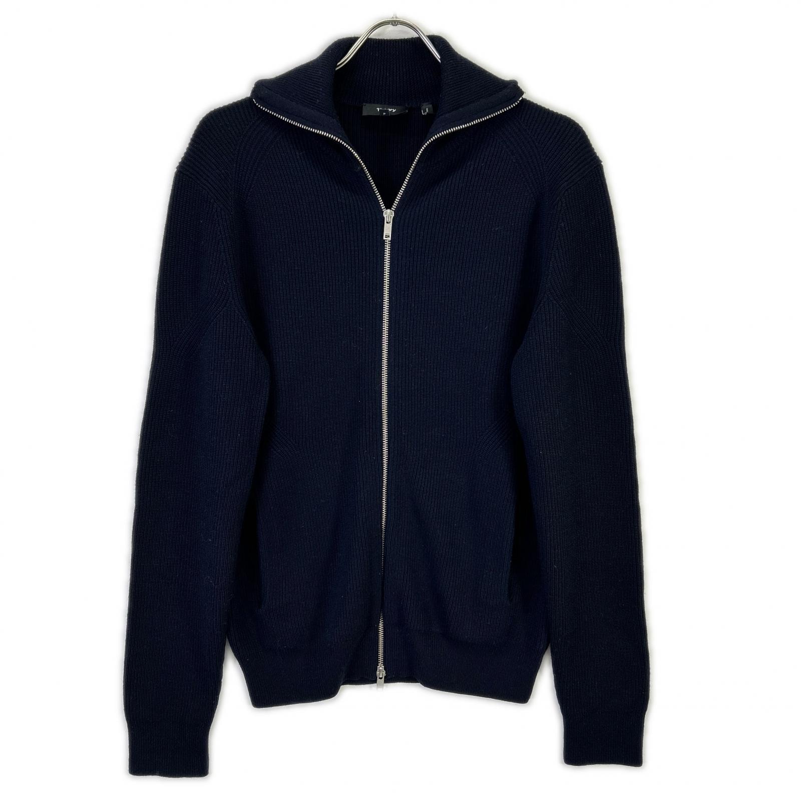 セオリー ネイビー CASHWOOL RONZONS FZ ジップ ニット ジャケット S