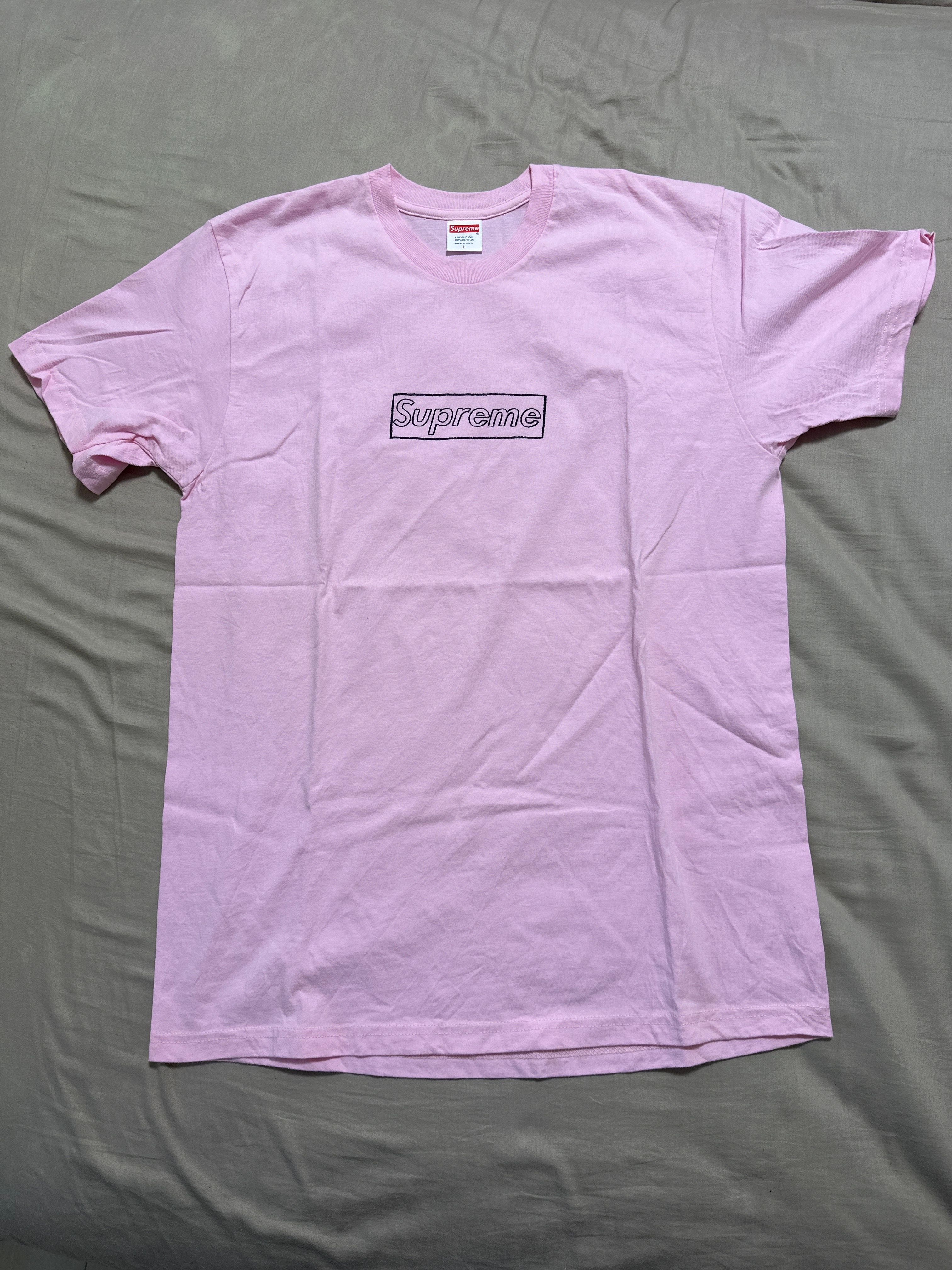 Supreme KAWS Chalk Logo Tee "Pink"