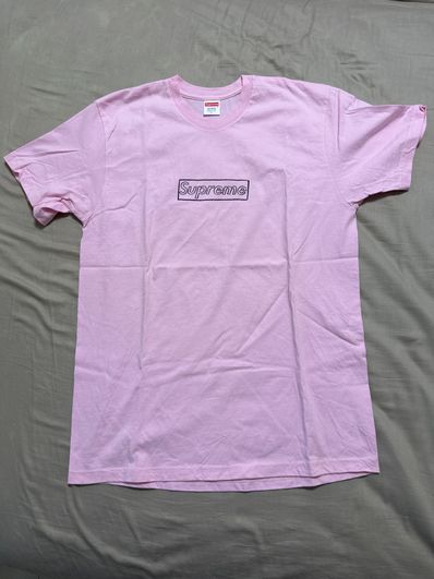 Supreme KAWS Chalk Logo Tee "Pink"
