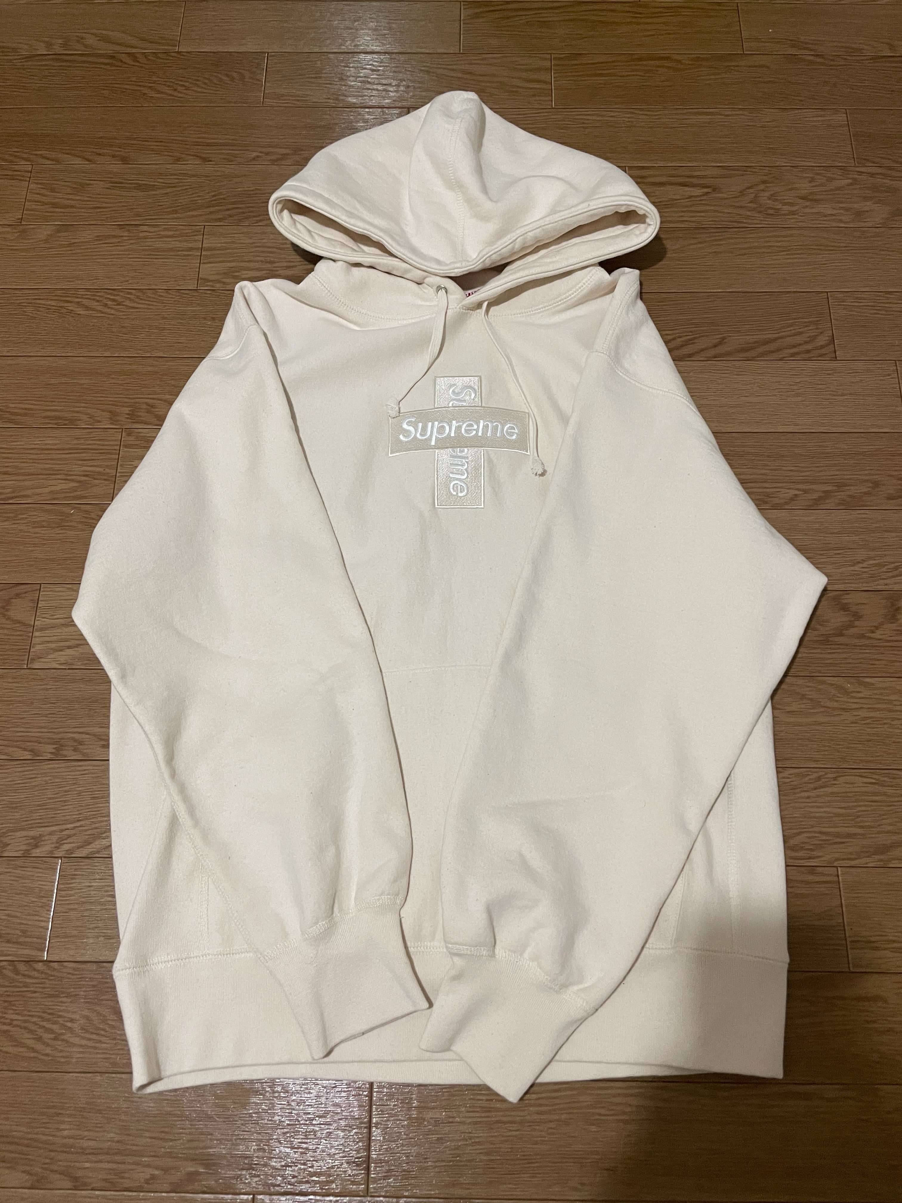 Supreme Cross Box Logo Hooded Sweatshirt "Natural"