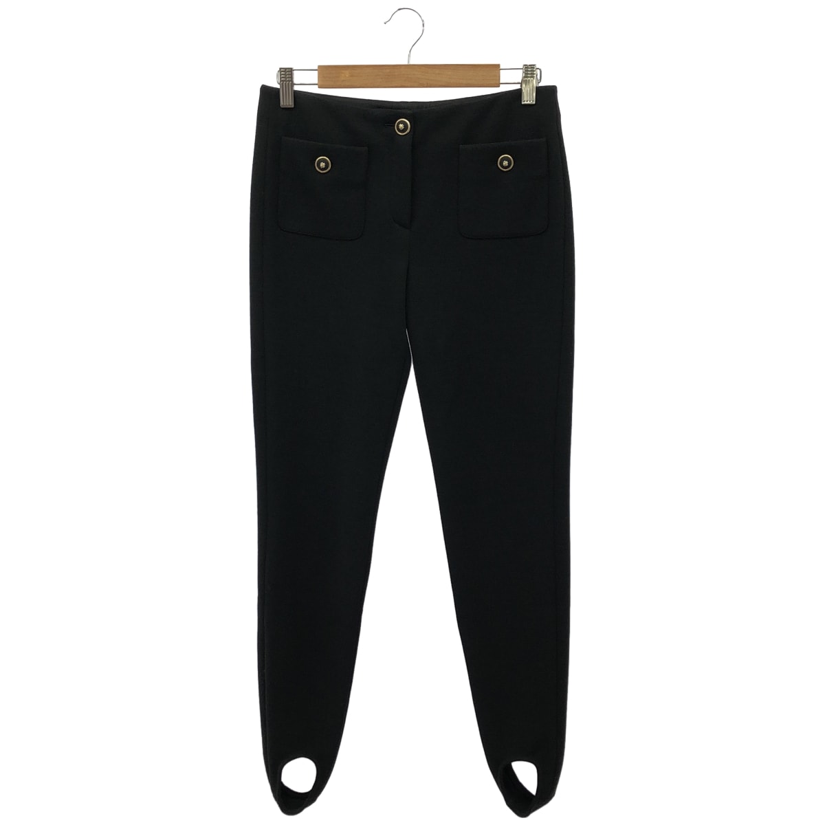 シャネル 20AW P64472V21533 ブラック デザインボタン アンクルホールニットパンツ 38