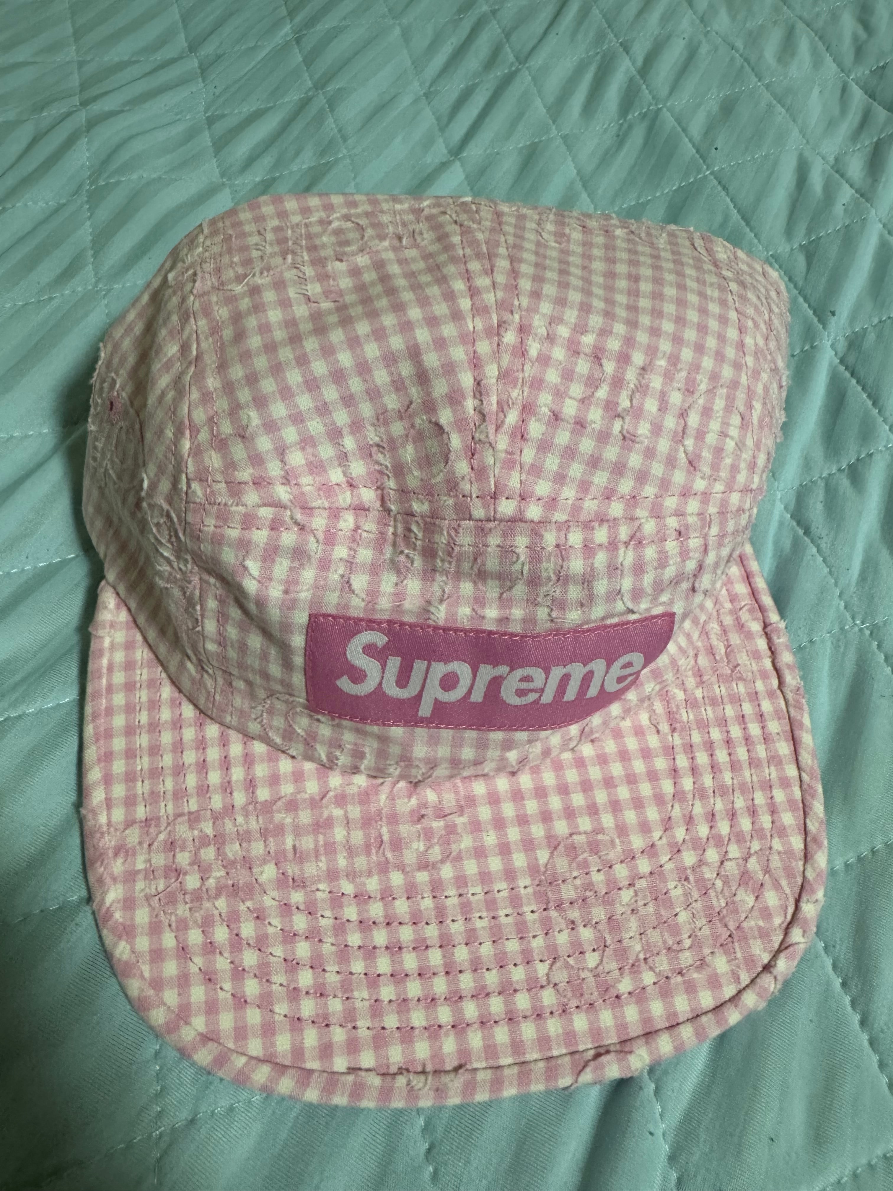 Supreme Monogram Gingham Camp Cap 