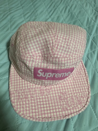 Supreme Monogram Gingham Camp Cap "Pink"