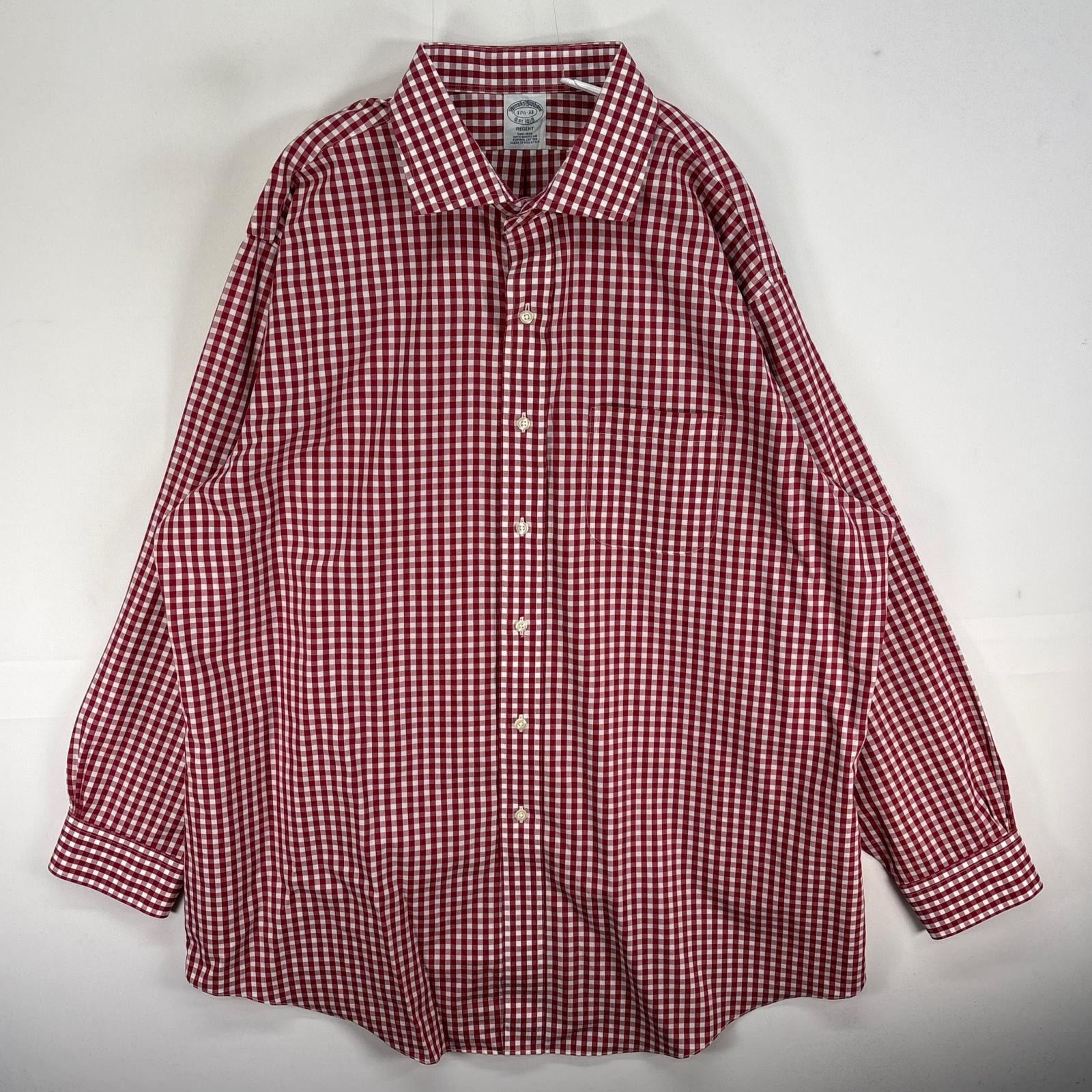 古着 ブルックスブラザーズ Brooks Brothers 長袖シャツ REGENT 胸ポケ カラーステイ XL  レッド系 チェック メンズ