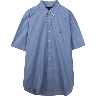 古着 ラルフローレン Ralph Lauren CLASSIC FIT クラシックフィット 半袖 ボタンダウン チェックシャツ メンズL相当/eaa644810